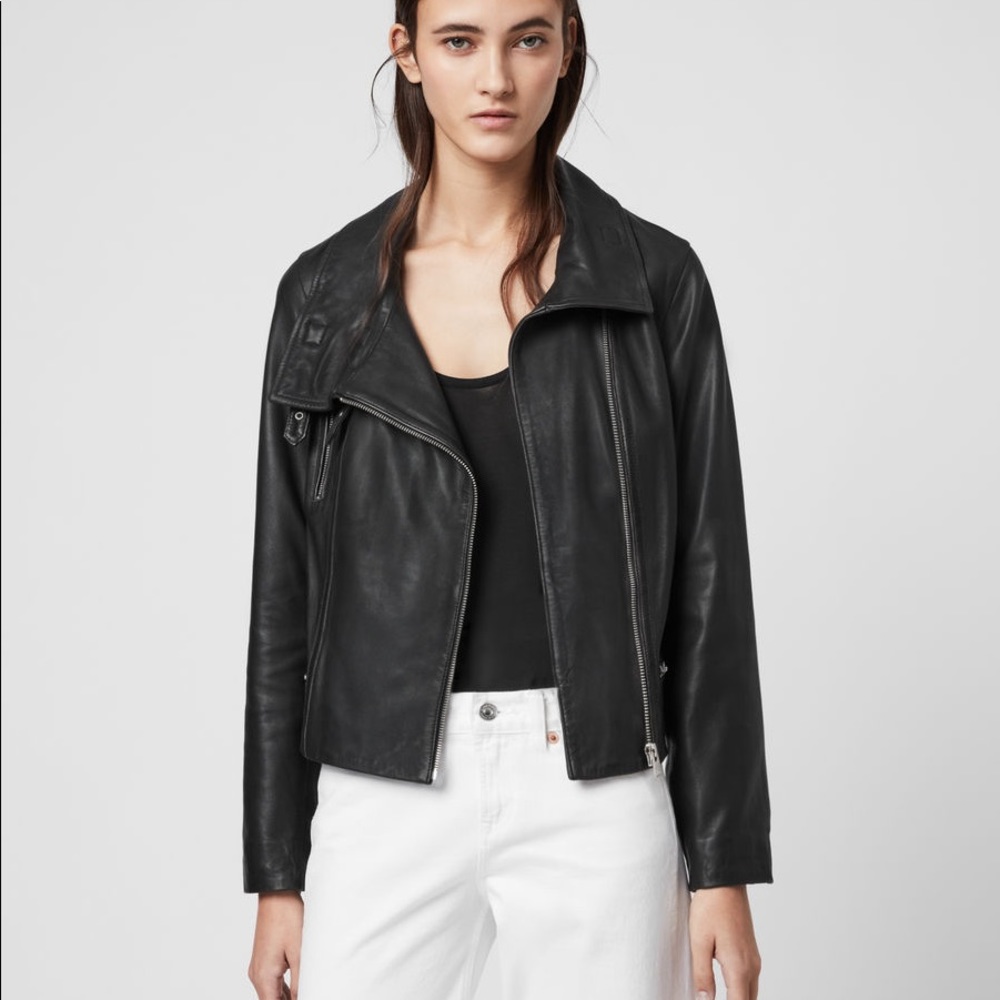 All saints Black Leather Biker jacket